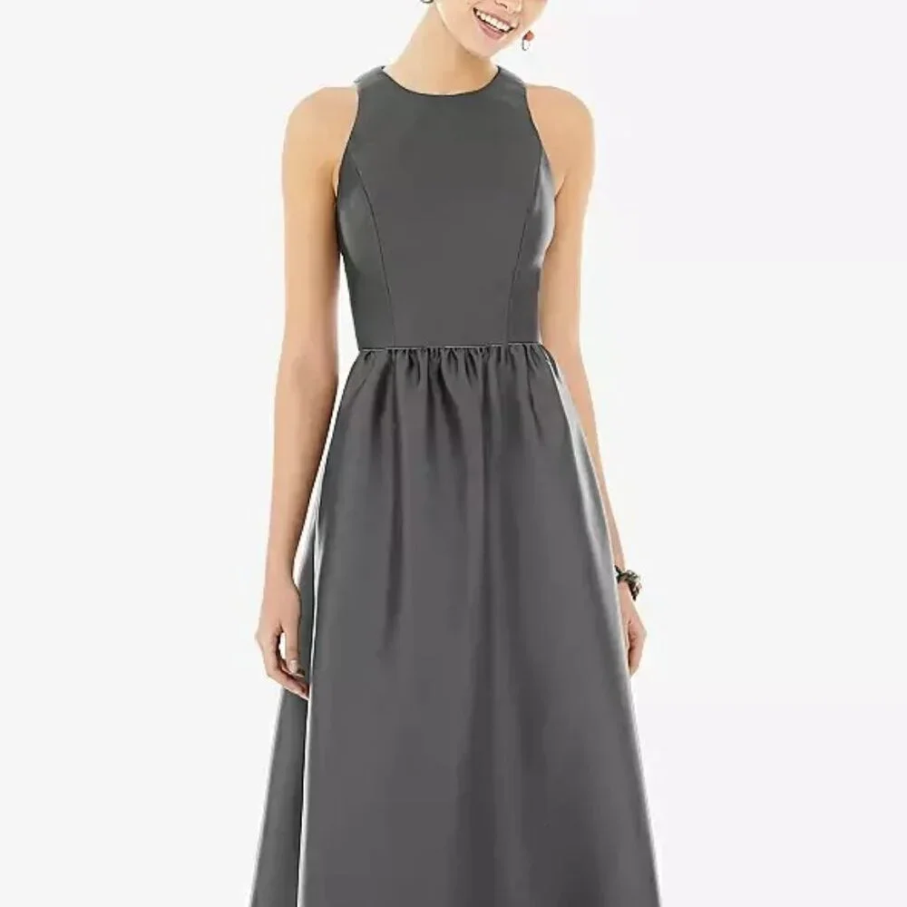 Alfred Sung Keyhole Back Satin Maxi Dress Sample 10 - Picture 8 of 10
